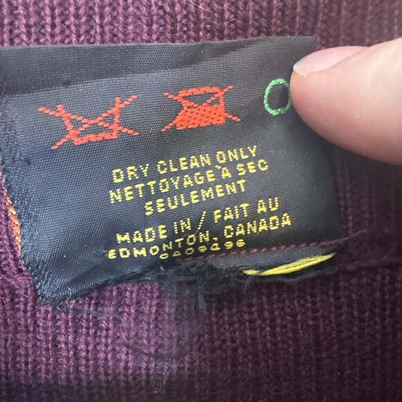 Vintage Maple Knitting Mills Wool Zip Sweater Men’s M Burgundy Stripe - Picture 4 of 7